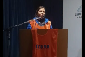 Cecilia Bari, secretaria gremial de ATRANA, en el Congreso de la Nación